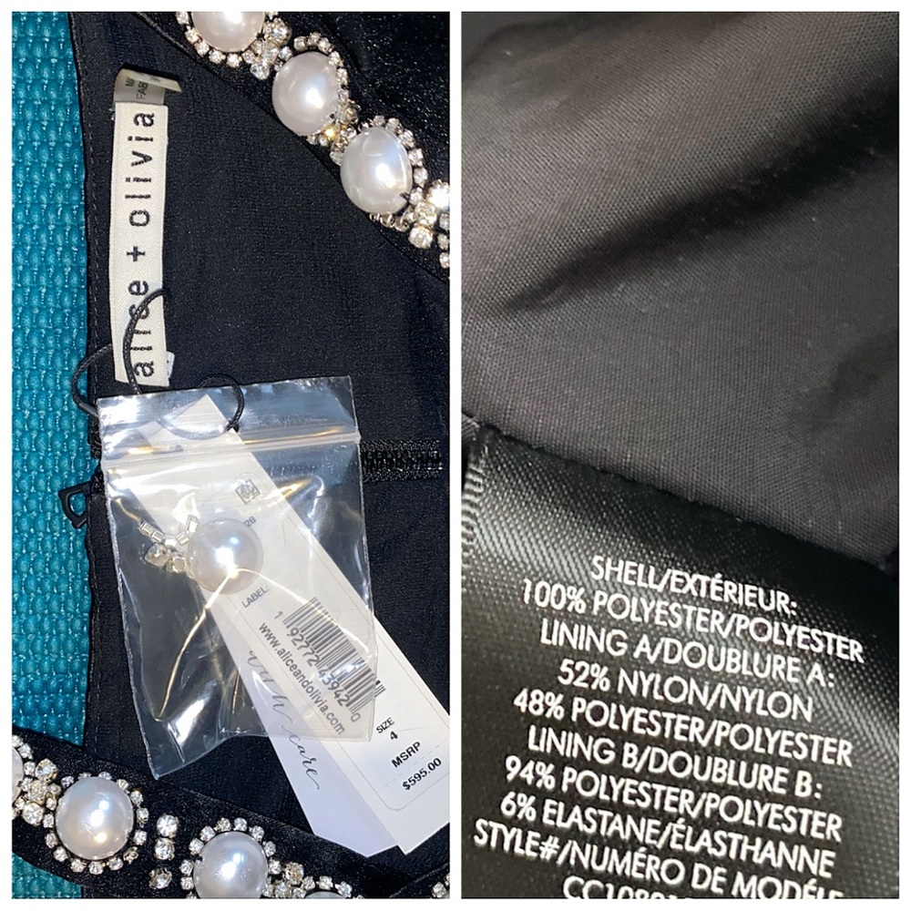 Alice + Olivia Laurena Pearl Embellished Empire Waist Mini Party Dress - Picture 13 of 16